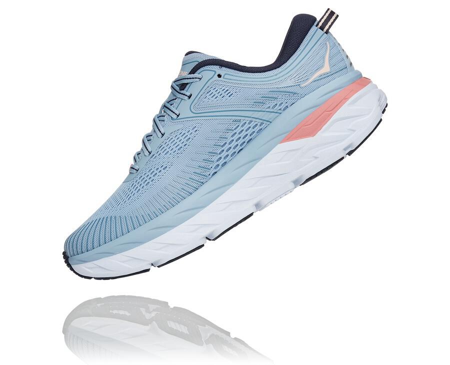 Running Shoes Womens - Hoka One One Bondi 7 - Blue - CQEIBPF-21